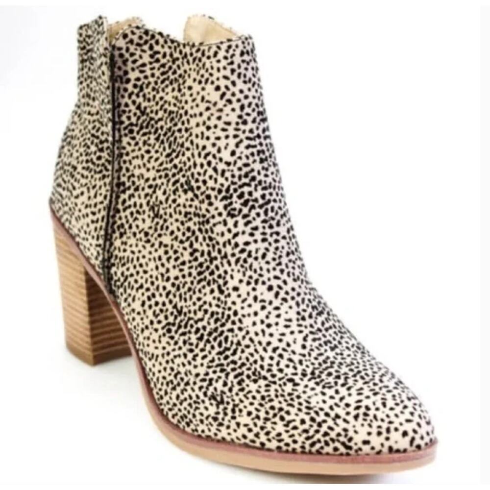 MIA Tracee Leopard Boots 5 5W Wide NWT Ankle Booties Tan Black Heel Vegan